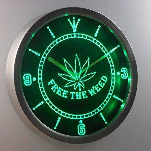 ADVPRO nc0040-g Free The Weed Marijuana High Life Neon Sign LED Wall Clock Uhr Leuchtuhr/Leuchtende Wanduhr von ADVPRO