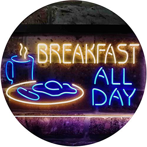 All Day Breakfast Display Wall Décor Dual Color LED Barlicht Neonlicht Lichtwerbung Neon Sign Blau & Gelb 400 x 300mm st6s43-i2311-by von ADVPRO