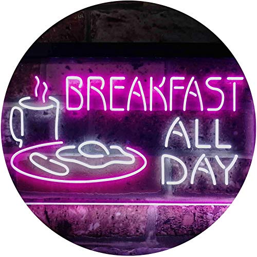 All Day Breakfast Display Wall Décor Dual Color LED Barlicht Neonlicht Lichtwerbung Neon Sign Weiß & Violett 400 x 300mm st6s43-i2311-wp von ADVPRO