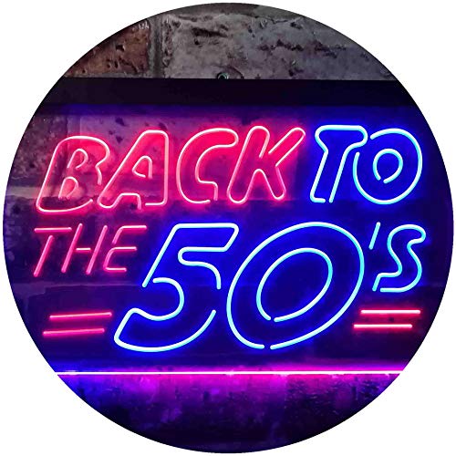 Back to the 50's Garage Bar Dual Color LED Barlicht Neonlicht Lichtwerbung Neon Sign Blau & Rot 300 x 210mm st6s32-i3397-br von ADVPRO