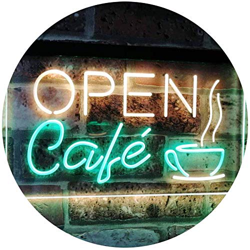 Café OPEN Coffee Kitchen Decoration Bar Beer Dual Color LED Barlicht Neonlicht Lichtwerbung Neon Sign Grün & Gelb 300 x 210mm st6s32-i2011-gy von ADVPRO