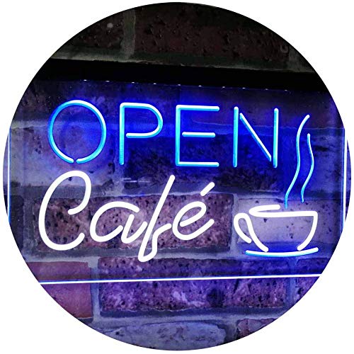 Café OPEN Coffee Kitchen Decoration Bar Beer Dual Color LED Barlicht Neonlicht Lichtwerbung Neon Sign Weiß & Blau 400 x 300mm st6s43-i2011-wb von ADVPRO