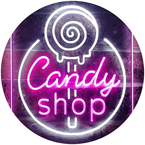 Candy Shop Sweet Kid Room Dual Color LED Barlicht Neonlicht Lichtwerbung Neon Sign Weiß & Violett 300 x 400mm st6s34-i3219-wp von ADVPRO