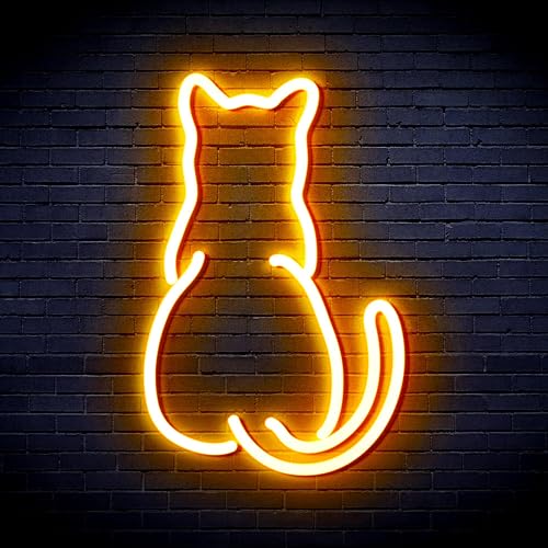 Cat Kitten Back Pet Flex Silicone LED Neon Sign Golden Yellow st16s32-fnu0023-e von ADVPRO