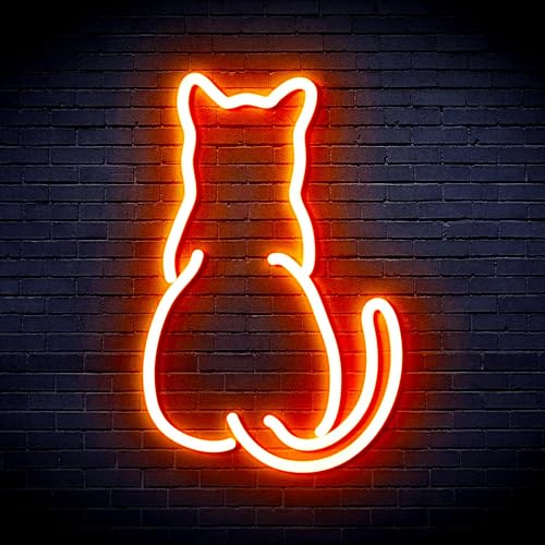 Cat Kitten Back Pet Flex Silicone LED Neon Sign Orange st16s32-fnu0023-o von ADVPRO