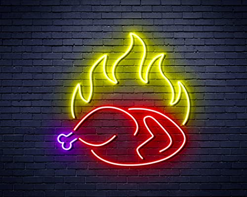 Chicken Shop Restaurant mit Flamme Flex Silikon LED Neonschild – mehrfarbig 3 – st16s33-fnu0426-m3 von ADVPRO