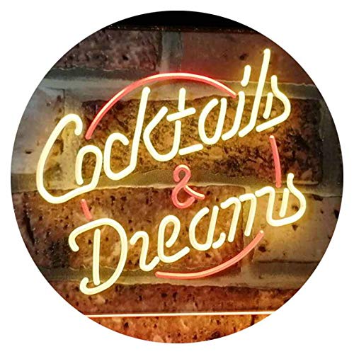 Cocktails & Dreams Bar Beer Wine Drink Pub Club Dual Color LED Barlicht Neonlicht Lichtwerbung Neon Sign Rot & Gelb 400 x 300mm st6s43-i2079-ry von ADVPRO