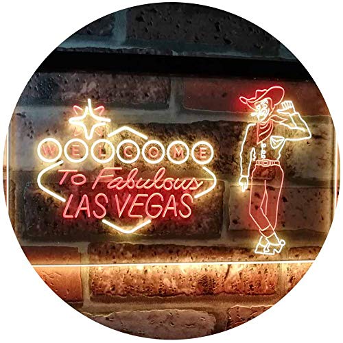 Cowboy Welcome to Las Vegas Beer Bar Pub Display Dual Color LED Barlicht Neonlicht Lichtwerbung Neon Sign Rot & Gelb 300 x 210mm st6s32-i3005-ry von ADVPRO