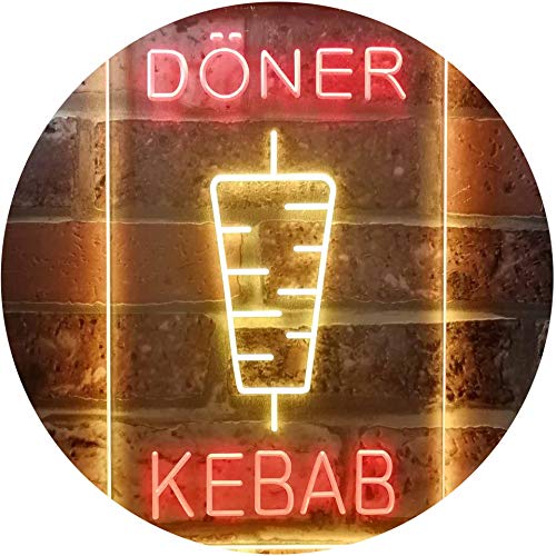 Doner Kebab Restaurant Café Décor Bar Dual Color LED Barlicht Neonlicht Lichtwerbung Neon Sign Rot & Gelb 300 x 400mm st6s34-i2639-ry von ADVPRO