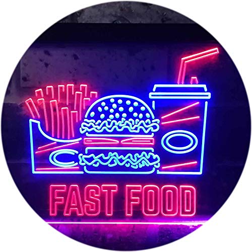 Fast Food Café Display Dual Color LED Barlicht Neonlicht Lichtwerbung Neon Sign Blau & Rot 400 x 300mm st6s43-i3267-br von ADVPRO