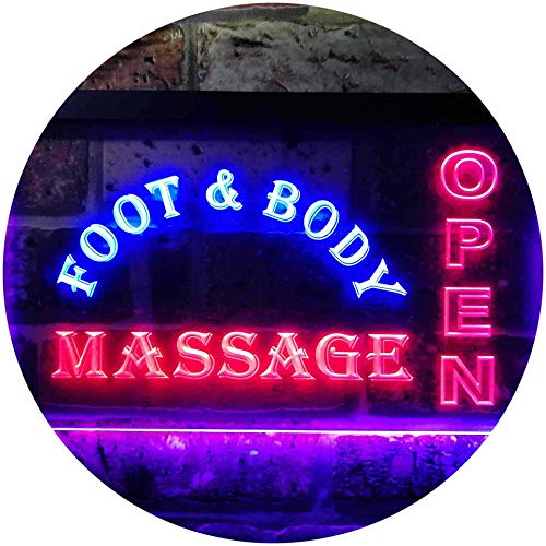 ADVPRO Foot & Body Massage Open Dual Color LED Barlicht Neonlicht Lichtwerbung Neon Sign Blau & Rot 300 x 210mm st6s32-i0252-br von ADVPRO