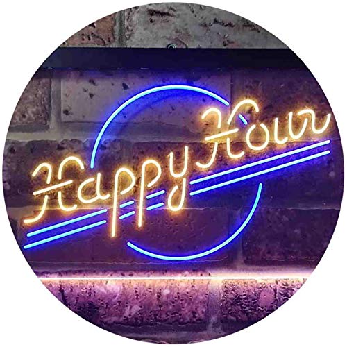 Happy Hour Bar Beer Club Dual Color LED Barlicht Neonlicht Lichtwerbung Neon Sign Blau & Gelb 400 x 300mm st6s43-i3549-by von ADVPRO