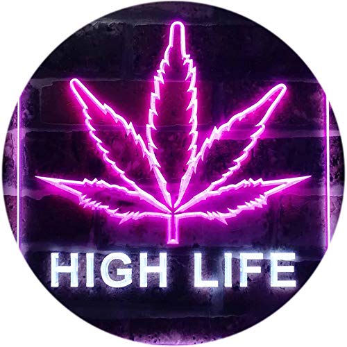 ADVPRO High Life Marijuana Bedroom Décor Bar Dual Color LED Barlicht Neonlicht Lichtwerbung Neon Sign Weiß & Violett 210 x 300mm st6s23-e0006-wp von ADVPRO