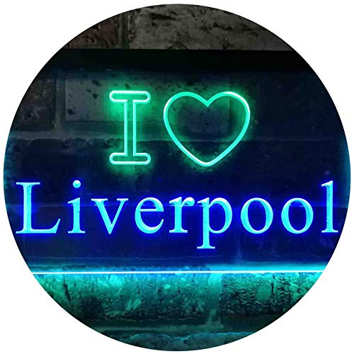 I Love Liverpool Illuminated Dual Color LED Barlicht Neonlicht Lichtwerbung Neon Sign Grün & blau 300 x 210mm st6s32-i0845-gb von ADVPRO
