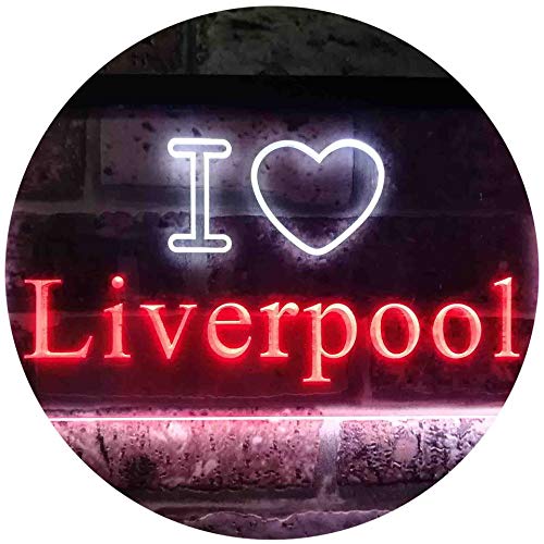 I Love Liverpool Illuminated Dual Color LED Barlicht Neonlicht Lichtwerbung Neon Sign Weiß & Rot 400 x 300mm st6s43-i0845-wr von ADVPRO