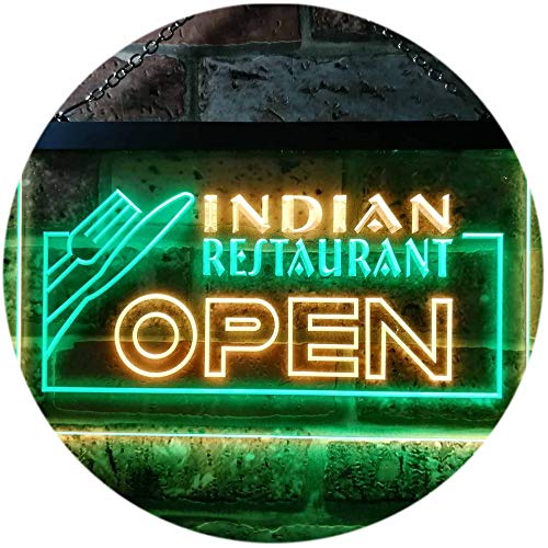 Indian Restaurant Open Illuminated Dual Color LED Barlicht Neonlicht Lichtwerbung Neon Sign Grün & Gelb 400 x 300mm st6s43-i0643-gy von ADVPRO