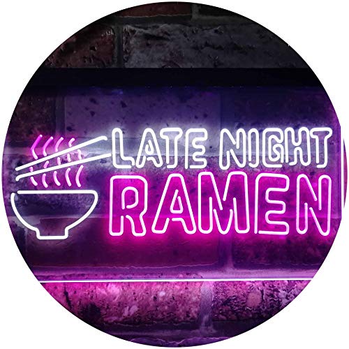 Late Night Ramen Japanese Food Dual Color LED Barlicht Neonlicht Lichtwerbung Neon Sign Weiß & Violett 400 x 300mm st6s43-i3305-wp von ADVPRO