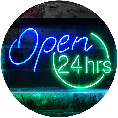 Open 24 Hours Shop Décor Dual Color LED Barlicht Neonlicht Lichtwerbung Neon Sign Grün & blau 300 x 210mm st6s32-i2131-gb von ADVPRO