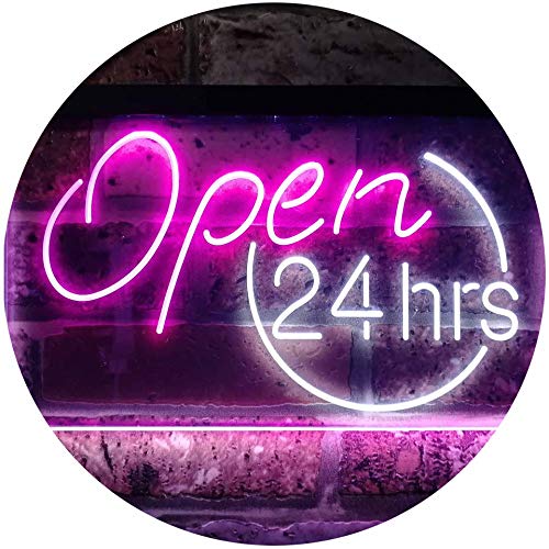 Open 24 Hours Shop Décor Dual Color LED Barlicht Neonlicht Lichtwerbung Neon Sign Weiß & Violett 300 x 210mm st6s32-i2131-wp von ADVPRO
