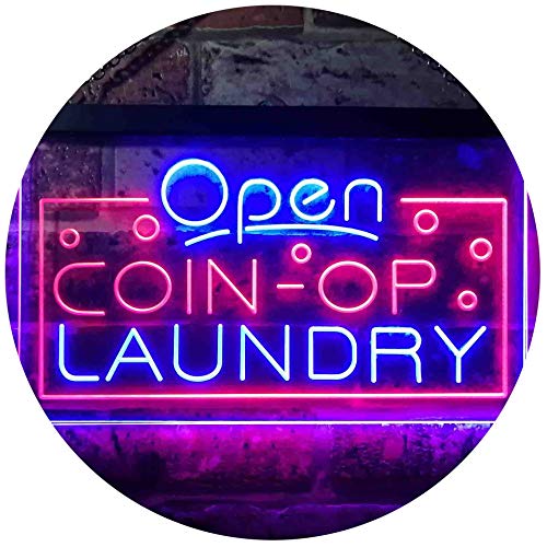 Open Coin-op Laundry Shop Dual Color LED Barlicht Neonlicht Lichtwerbung Neon Sign Rot & blau 300 x 210mm st6s32-i3606-rb von ADVPRO