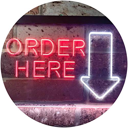 ADVPRO Order Here Cashier Shop Dual Color LED Barlicht Neonlicht Lichtwerbung Neon Sign Weiß & Rot 400 x 300mm st6s43-i3373-wr von ADVPRO