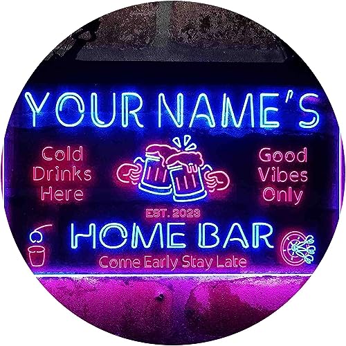 Personalized Your Name Custom Home Bar Beer Established Year Dual Color LED Barlicht Neonlicht Lichtwerbung Neon Sign Red & Blue 300mm x 210mm st6s32-p1-tm-rb von ADVPRO