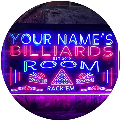 Personalized Your Name Est Year Theme Billiards Room Garage Dual Color LED Barlicht Neonlicht Lichtwerbung Neon Sign Rot & blau 300 x 210mm st6s32-pj1-tm-rb von ADVPRO