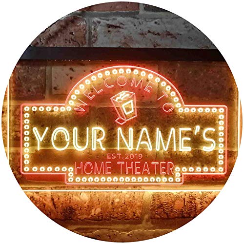 Personalized Your Name Est Year Theme Home Theater Cinema Dual Color LED Barlicht Neonlicht Lichtwerbung Neon Sign Rot & Gelb 400 x 300mm st6s43-ph2-tm-ry von ADVPRO