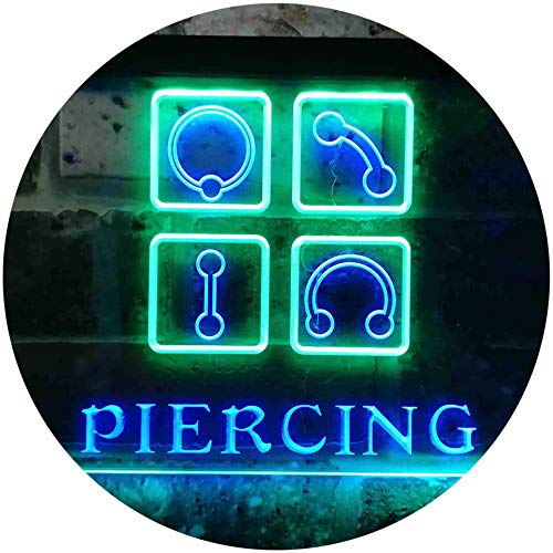 Piercing Shop Dual Color LED Barlicht Neonlicht Lichtwerbung Neon Sign Grün & blau 300 x 210mm st6s32-i0325-gb von ADVPRO