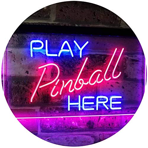 Pinball Room Play Here Display Game Man Cave Décor Dual Color LED Barlicht Neonlicht Lichtwerbung Neon Sign Blau & Rot 400 x 300mm st6s43-i2619-br von ADVPRO
