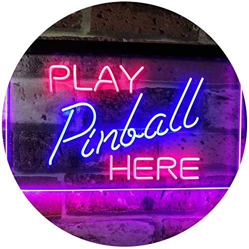Pinball Room Play Here Display Game Man Cave Décor Dual Color LED Barlicht Neonlicht Lichtwerbung Neon Sign Rot & blau 400 x 300mm st6s43-i2619-rb von ADVPRO