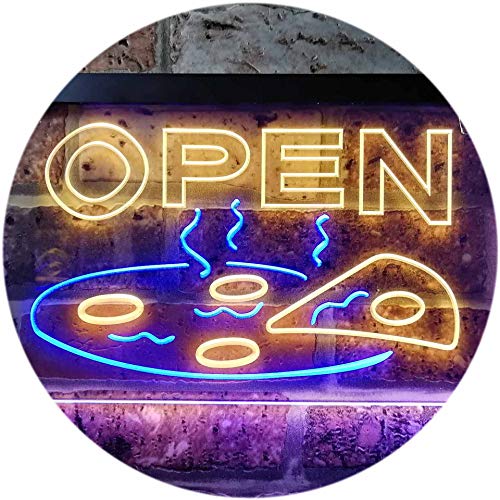 Pizza Open Shop Delivery Display Dual Color LED Barlicht Neonlicht Lichtwerbung Neon Sign Blau & Gelb 300 x 210mm st6s32-i0496-by von ADVPRO