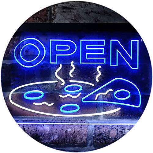 Pizza Open Shop Delivery Display Dual Color LED Barlicht Neonlicht Lichtwerbung Neon Sign Weiß & Blau 300 x 210mm st6s32-i0496-wb von ADVPRO