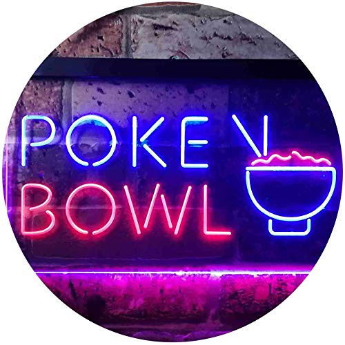 Poke Bowl Hawaiian Dish Dual Color LED Barlicht Neonlicht Lichtwerbung Neon Sign Rot & blau 300 x 210mm st6s32-i3352-rb von ADVPRO