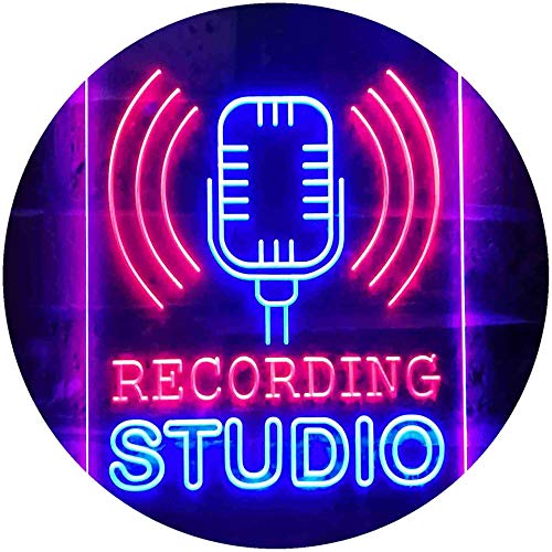 Recording Studio Microphone On Air Dual Color LED Barlicht Neonlicht Lichtwerbung Neon Sign Blau & Rot 300 x 400mm st6s34-i3519-br von ADVPRO