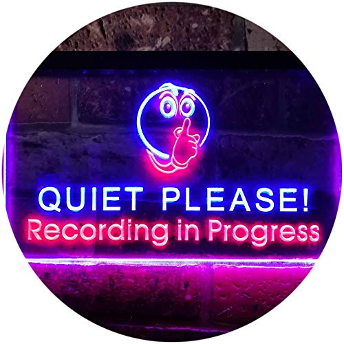 Recording in Progress Quiet Please On Air Studio Dual Color LED Barlicht Neonlicht Lichtwerbung Neon Sign Rot & blau 600 x 400mm st6s64-m0096-rb von ADVPRO