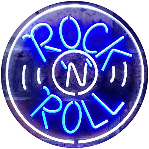 Rock and Roll Music Bar Illuminated Dual Color LED Barlicht Neonlicht Lichtwerbung Neon Sign Weiß & Blau 300 x 210mm st6s32-i0489-wb von ADVPRO