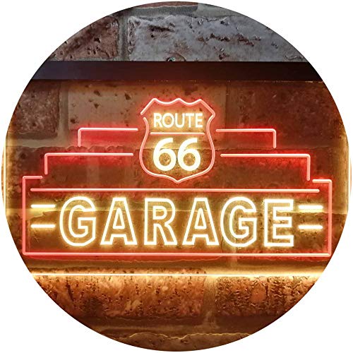 Route 66 Garage Dual Color LED Barlicht Neonlicht Lichtwerbung Neon Sign Rot & Gelb 600 x 400mm st6s64-i3308-ry von ADVPRO
