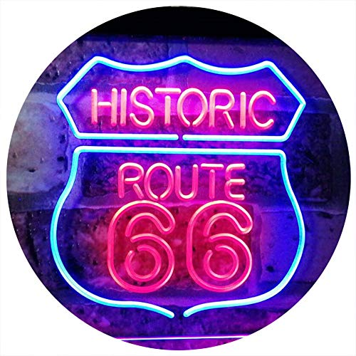 ADVPRO Route 66 Historic US The Mother Road Decoration Dual Color LED Barlicht Neonlicht Lichtwerbung Neon Sign Blau & Rot 400 x 300mm st6s43-i2371-br von ADVPRO
