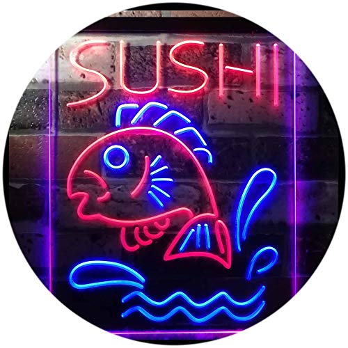 Sushi Fish Shop Restaurant Japanese Food Dual Color LED Barlicht Neonlicht Lichtwerbung Neon Sign Blau & Rot 300 x 400mm st6s34-i3143-br von ADVPRO