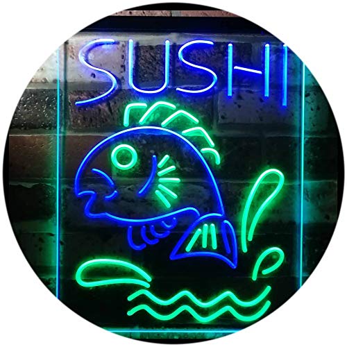 Sushi Fish Shop Restaurant Japanese Food Dual Color LED Barlicht Neonlicht Lichtwerbung Neon Sign Grün & blau 300 x 400mm st6s34-i3143-gb von ADVPRO