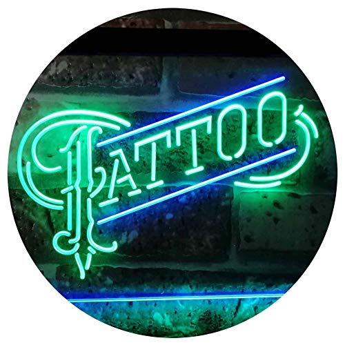 Tattoo Art Display Dual Color LED Barlicht Neonlicht Lichtwerbung Neon Sign Grün & blau 300 x 210mm st6s32-i2294-gb von ADVPRO