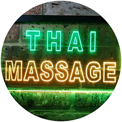 Thai Massage Illuminated Dual Color LED Barlicht Neonlicht Lichtwerbung Neon Sign Grün & Gelb 400 x 300mm st6s43-i0731-gy von ADVPRO