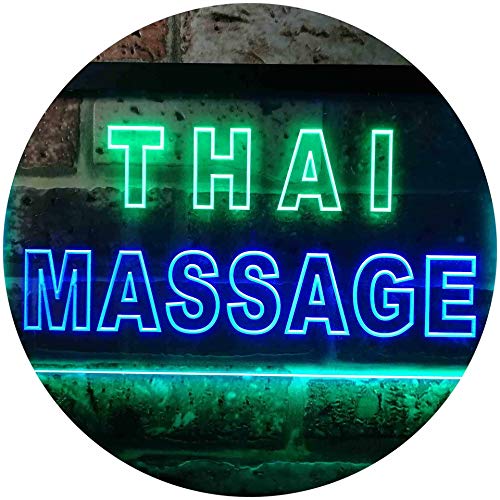 Thai Massage Illuminated Dual Color LED Barlicht Neonlicht Lichtwerbung Neon Sign Grün & blau 300 x 210mm st6s32-i0731-gb von ADVPRO