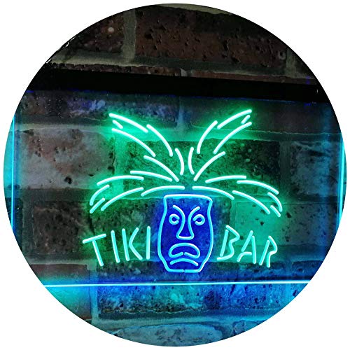 Tiki Bar Mask Pub Club Beer Drink Happy Hour Dual Color LED Barlicht Neonlicht Lichtwerbung Neon Sign Grün & blau 300 x 210mm st6s32-i2067-gb von ADVPRO