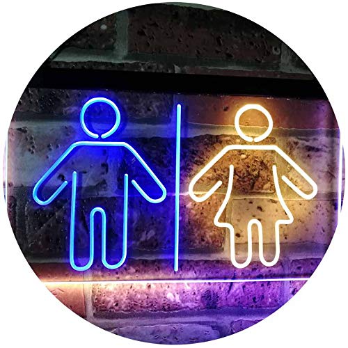 Toilet Man Woman Male Female Washroom WC Restroom Dual Color LED Barlicht Neonlicht Lichtwerbung Neon Sign Blau & Gelb 300 x 210mm st6s32-i3047-by von ADVPRO