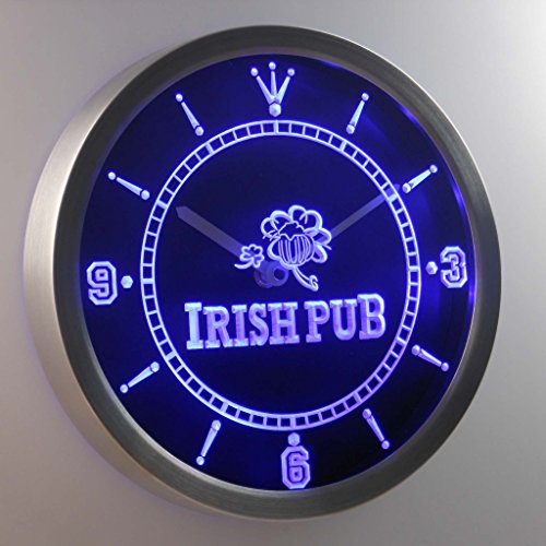 ADVPRO nc0381-b Irish Pub Shamrock Bar Club Neon Sign LED Wall Clock Uhr Leuchtuhr/Leuchtende Wanduhr von ADVPRO