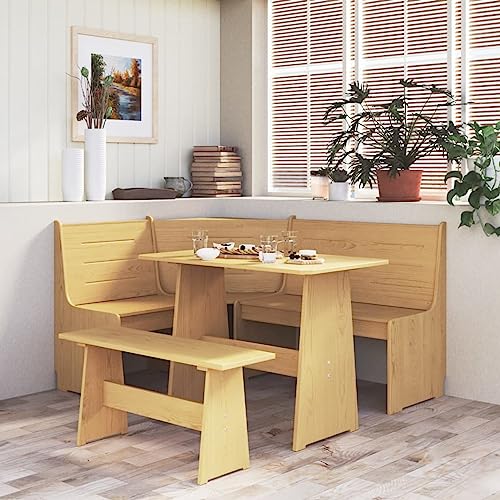ADWOA 3-TLG. Eckbankgruppe Honigbraun Eckbankgruppe Massivholz Kiefer Eckbank Esszimmer von ADWOA