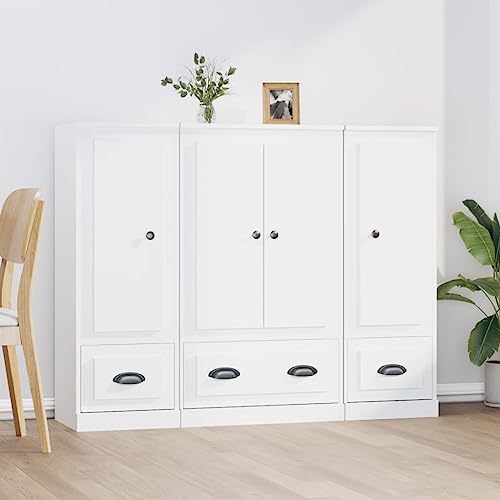 ADWOA Highboard Comode Kinderzimmer Kommode Kastens 3 STK. Weiß Holzwerkstoff BüRomöBel Sideboard von ADWOA