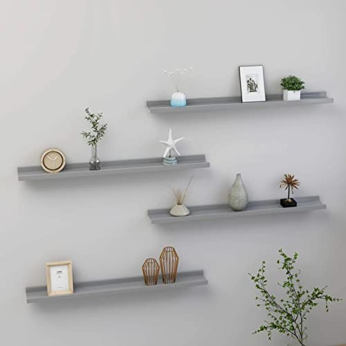 ADWOA Wandregale 4 STK. Grau 80x9x3 cm Schweberegal Wandregal Schmal Shelf von ADWOA